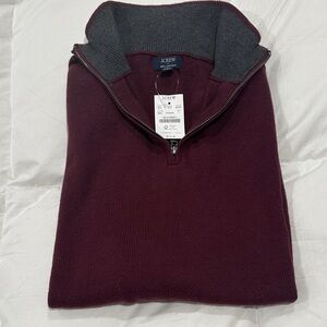 J. Crew Men's Zip-Up Sweater in Burgundy and Gray